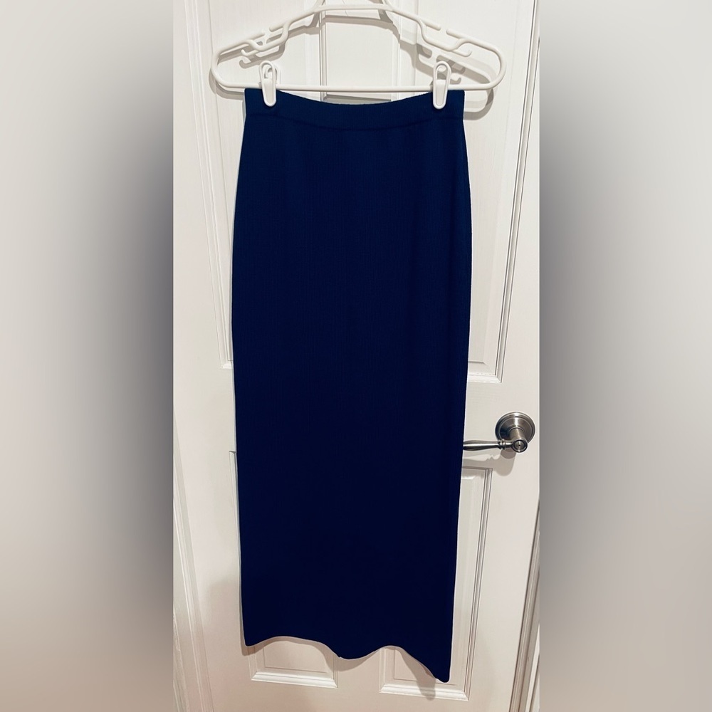 St. John Evening Deep Blue Wool Blend Skirt 4